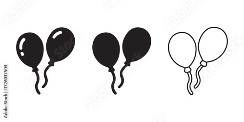 Party balloons design, Solid, Silhouette, and Outline