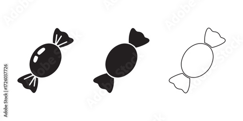 Wrapped candy vector bundle. Silhouette and Outline Sweet Treat Design