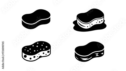 Silhouette vector of cleaning sponges in different styles and textures

