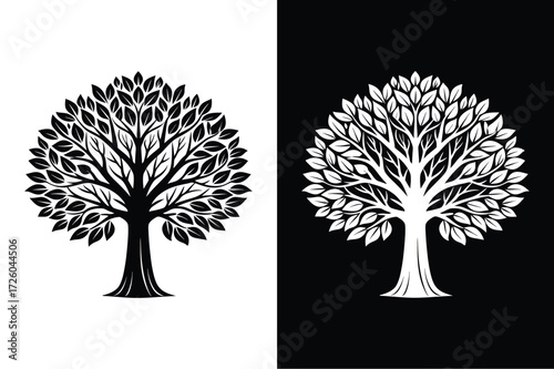 Poplar tree flat icon vector on White Background Vector Art Illustration on white background.