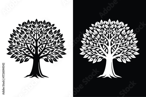 Poplar tree flat icon vector on White Background Vector Art Illustration on white background.