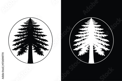 Redwood tree flat icon vector on White Background Vector Art Illustration on white background.