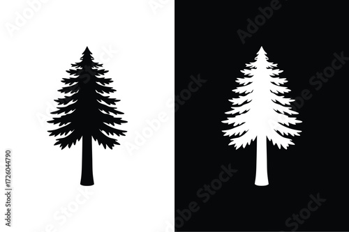 Redwood tree flat icon vector on White Background Vector Art Illustration on white background.