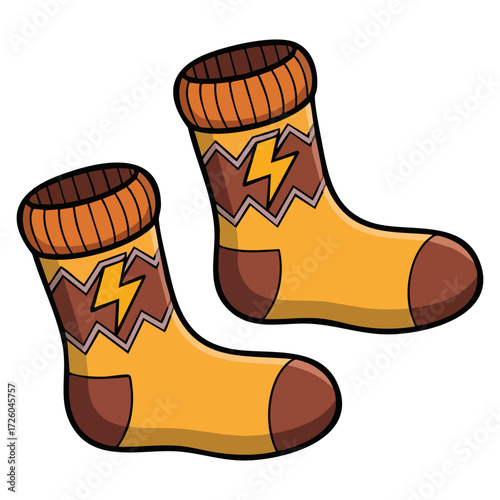 Autumn winter warm socks vector illustration simple flat design seasonal clothes accessory for logo sticker print web scrapbook fashion