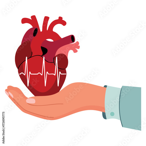 Blood donation hand holding heartbeat vector illustration eps 10 concept design health care symbol life hospital support and charity