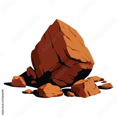 Cartoon rocks stones vector illustration isometric 3d flat style boulders isolated design background graphic element terrain simple art