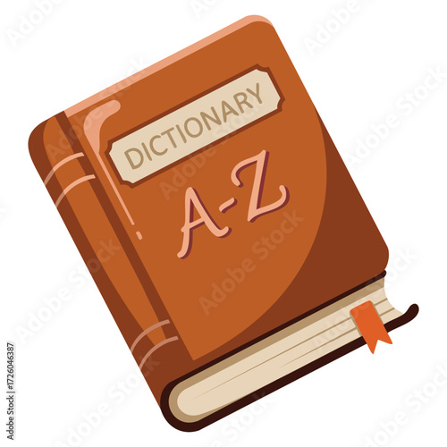 Dictionary book in red with A Z letters and bookmark isolated on white background perfect for study visuals education and language learning vector