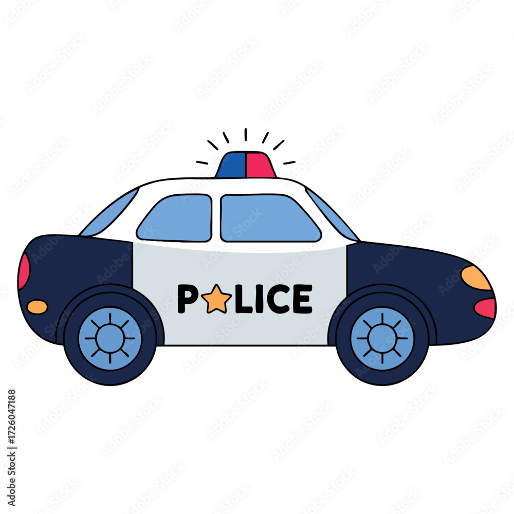 Fototapeta premium Isolated transport police car vector illustration patrol vehicle design perfect for security mascot logo or law enforcement safety artwork