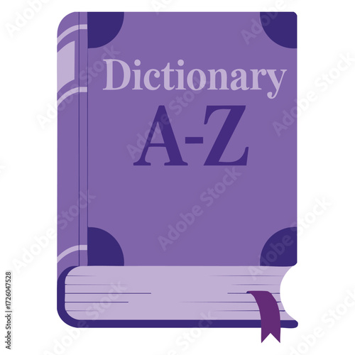 Red dictionary with A Z cover and bookmark isolated on white background supporting education themes language learning and study visuals vector design