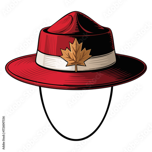 Red hat Canadian symbol vector illustration isolated patriotic accessory cultural headwear icon design for decoration prints and creative artwork