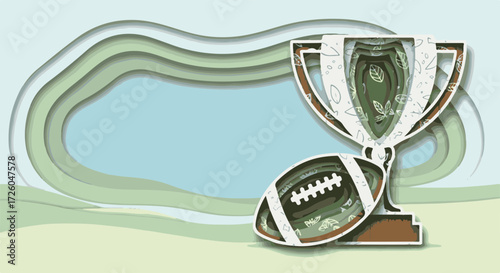 Paper Art Style Trophy and Football for World Football Day Poster Design, Sports Websites, Event Promotions, and Social Media Graphics