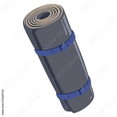 Sports mat hiking mattress twisted vector illustration representing healthy lifestyle outdoor activity and hiking concept for fitness design
