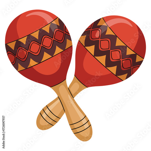Vallenato legend maracas isolated illustration vibrant traditional maracas symbolizing Colombian folklore and musical heritage in vector art