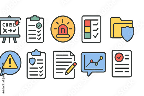 Office and productivity flat icon set. business, task management icons flat collection.