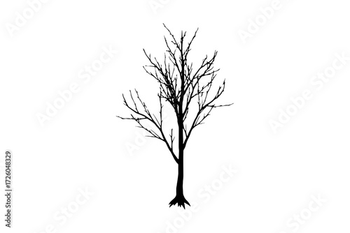Striking Bare Tree Silhouette, Isolated 64x64 Single Icon, conveying a sense of winter or a leafless season, perfect for atmospheric design.