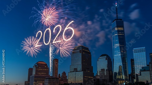 Celebrate the Future New York City Skyline Dazzles with 2026 Fireworks Display over Iconic Skyscrapers, Promising Excitement and Hope for a Bright New Year