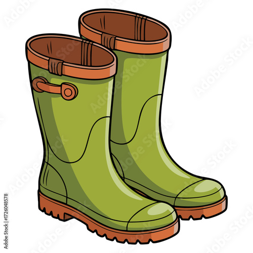 Winter autumn boots seasonal element vector illustration cold weather flat simple design clothes fashion accessory logo print sticker