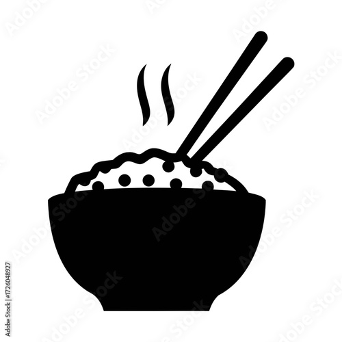 Bowl of rice with chopsticks vector illustration asian cuisine rice bowl icon design food clipart image