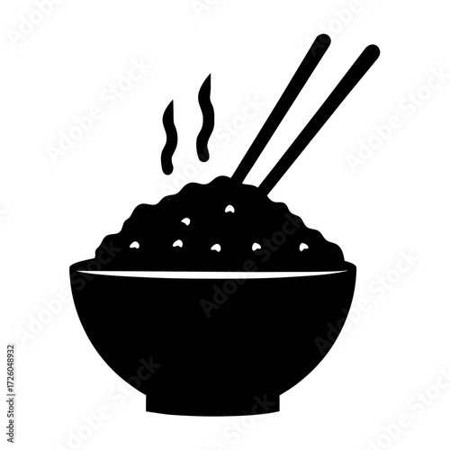 Delicious bowl of rice with chopsticks vector illustration asian cuisine food rice bowl icon design