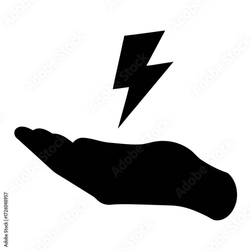 Hand holding lightning bolt vector illustration for energy power and electricity concept usage and design