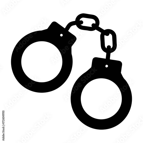 Handcuffs vector illustration: law enforcement, crime, arrest, security, police equipment icon