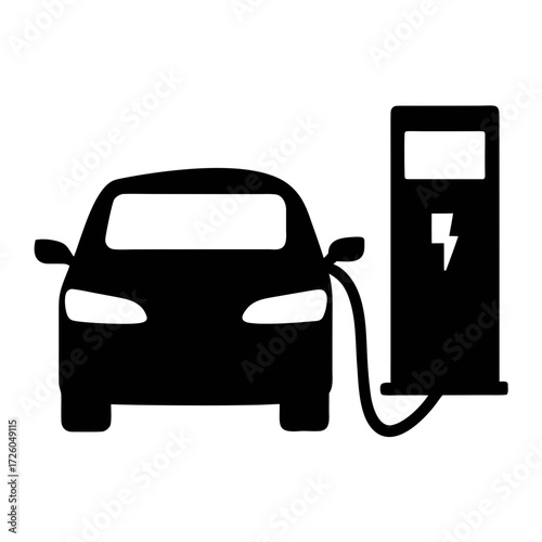 Electric vehicle charging station icon ev car charger plug in renewable energy sustainable transport