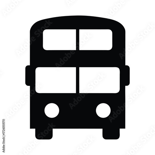 Black and white double decker bus vector illustration for public transport and travel design needs