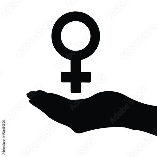 Female empowerment symbol in hand vector illustration for women's health and feminism design projects