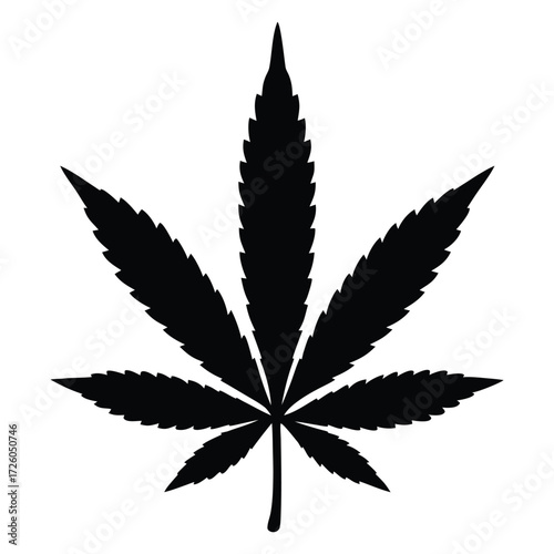 Black marijuana leaf vector illustration for cannabis industry and medical marijuana concept design