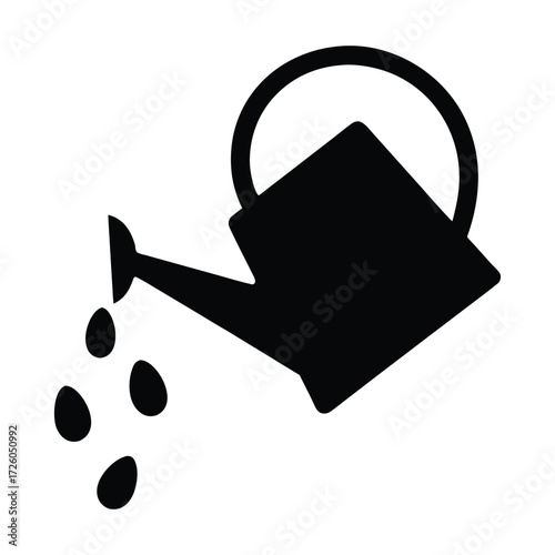 Black watering can vector image for gardening and plant care illustration and graphic design use