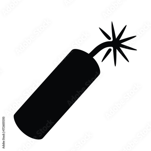 Download dynamite vector icon illustration, explosive bomb, danger, detonator, tnt, fuse, black