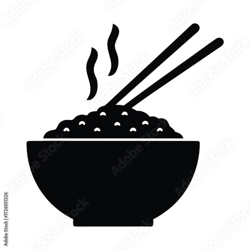 Bowl of rice with chopsticks vector art asian cuisine food illustration japanese chinese meal icon 90