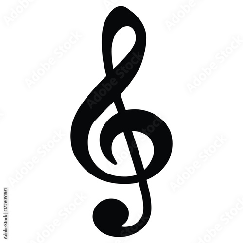 Download this free vector graphic of a black treble clef for music notation and musical scores design