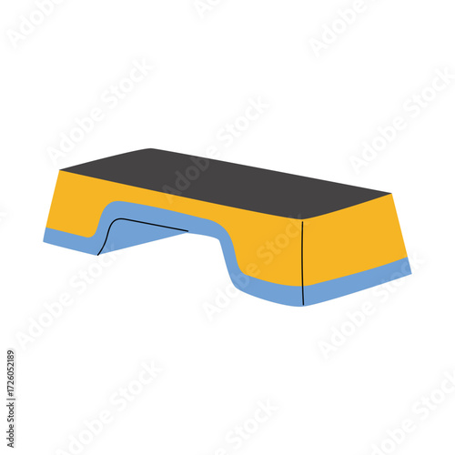 Step platform for aerobic exercises. Fitness equipment in flat vector style isolated on white background.