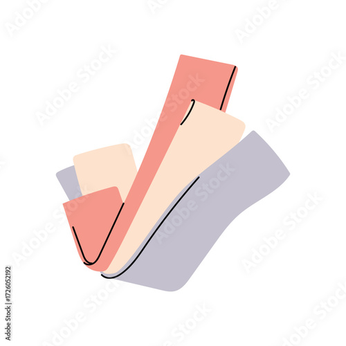 Resistance bands set in different colors. Flat vector illustration of elastic fitness equipment isolated on white background.