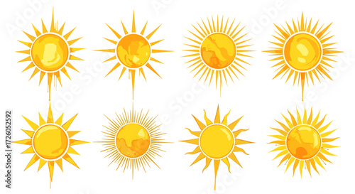 Cheerful sunny watercolor elements to brighten your designs with radiant summer energy and warmth, perfect for a vibrant, positive, and creative feel
