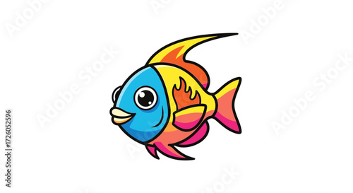 Adorable cartoon fish swimming with vibrant colors perfect for children's books, educational materials, and playful designs that bring joy to any project