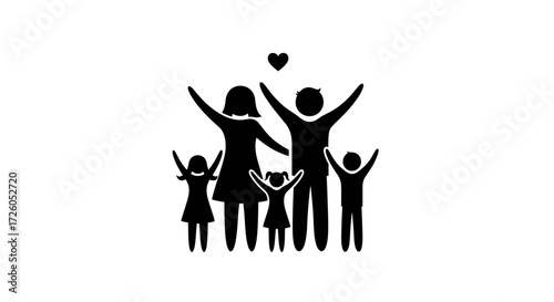 Expressing family love and togetherness through simple symbolic art, a modern representation of happy moments and connection for social media campaigns