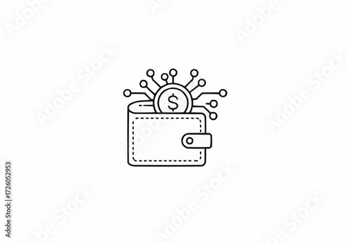 Digital wallet icon vector illustration fintech cryptocurrency blockchain technology