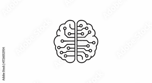 Digital brain circuit technology vector icon abstract neural network illustration scalable