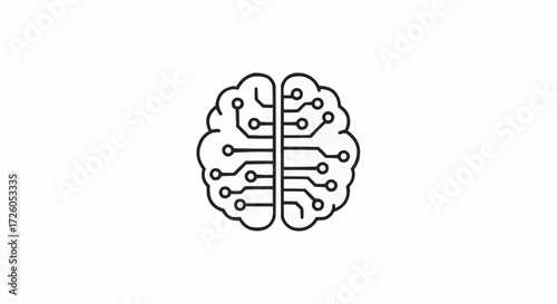 Abstract ai brain circuit vector illustration intelligent technology scalable graphic