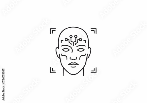 Facial recognition technology vector icon for advanced biometric security and ai