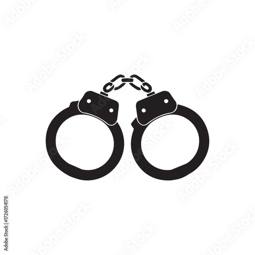 Black metal handcuffs isolated on white background