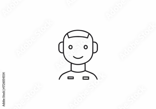 Friendly robot character icon vector illustration simple sci fi concept