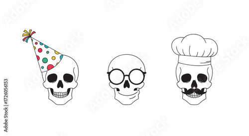 Party Skull Trio – Whimsical Chemical of Skulls