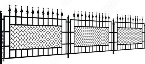 chain link fence with wire on high fidelity minimalistic view industrial concept isolated on transparent background png