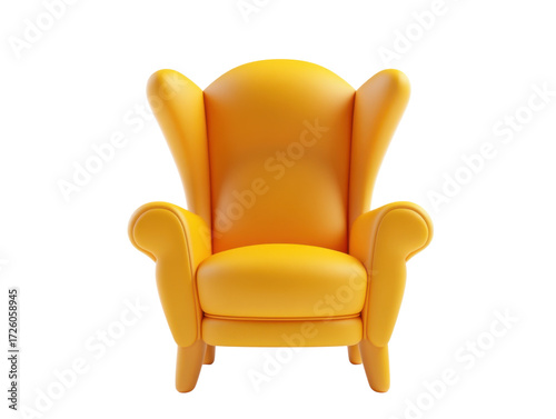 Orange Wingback Armchair PNG

