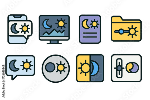 Weather, climate outline icon set for apps and websites. forecast, meteorology icons collection