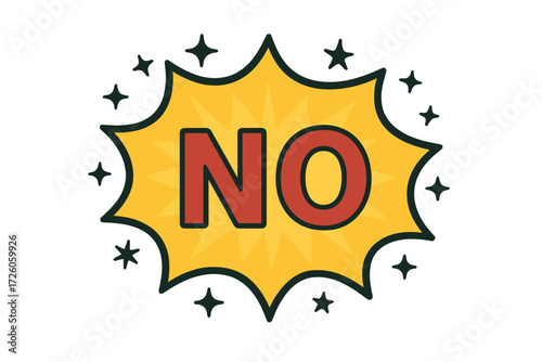No, caution sign illustation - flat icon set for warnings and alerts