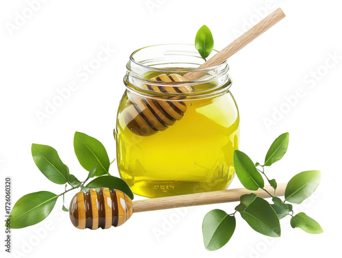 Glass Jar of Golden Honey PNG

